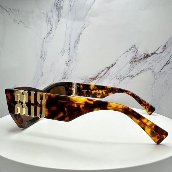 New MIU MIU Sunglasses Runway Glimpse Authentic Brown Tortoise Square Cat Eye - Picture 14 of 16